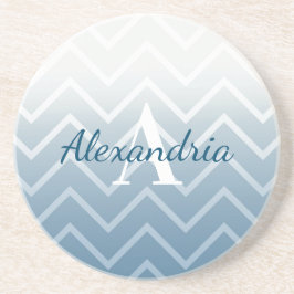 Blauwe Lucht Witte Chevron Zandsteen Onderzetter
