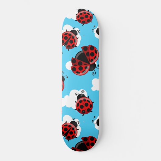 Blauwe Lucht Witte Wolken Rode Lieveheersbeestje K Persoonlijk Skateboard (Voorkant)