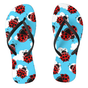 Blauwe Lucht Witte Wolken Rode Lieveheersbeestje K Teenslippers