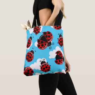 Blauwe Lucht Witte Wolken Rode Lieveheersbeestje K Tote Bag
