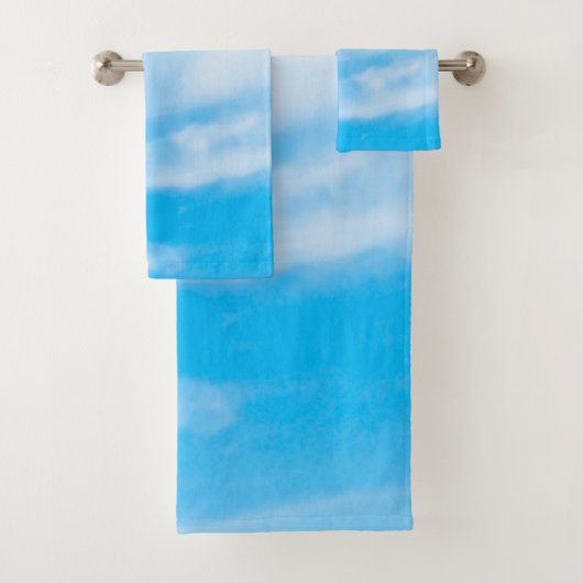 Blauwe Lucht Witte Wolken Trendy Natuur Sjabloon Bad Handdoek (Insitu)