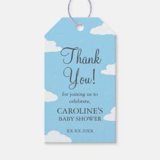 Blauwe Lucht Wolken Baby Shower Uitnodiging Bedank Cadeaulabel