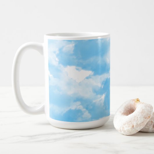 Blauwe Lucht Wolken Koffiemok (Met donut)