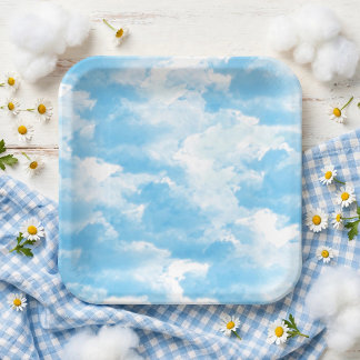 Blauwe Lucht Wolken Papieren Bordje