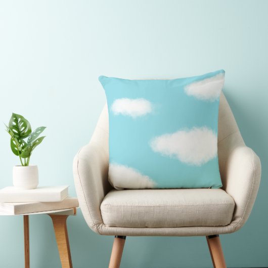 Blauwe Lucht Wolken Worp Kussen (Stoel)