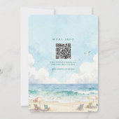 Blauwe Lucht Zomer Strand Aquarel QR Code Bruiloft Kaart (Achterkant)