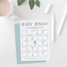 Blauwe luchtballon | Baby shower Bingo Game Kaart