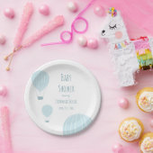 Blauwe luchtballon | Bord Baby shower papier (Feest)