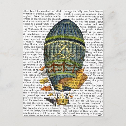Blauwe luchtballon briefkaart (Voorkant)