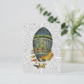 Blauwe luchtballon briefkaart (Staand voorkant)