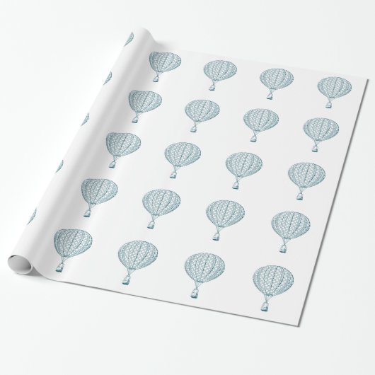  blauwe luchtballon cadeaupapier (Uitgerold)