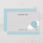 Blauwe luchtballon Hartelijk dank Bedankkaart (Voorkant / Achterkant)