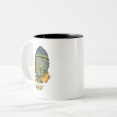 Blauwe luchtballon tweekleurige koffiemok (Voorkant links)