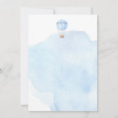 Blauwe Luchtballon uitnodiging, Jongen 1e verjaard Kaart (Achterkant)