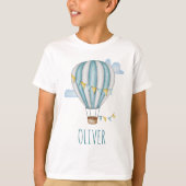 Blauwe Luchtballon Waterverf T-shirt (Voorkant)