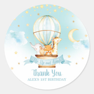 Blauwe luchtballondieren - Birthday Party Favors Ronde Sticker