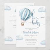 Blauwe luchtballonjongen alles in één Baby shower Kaart (Voorkant / Achterkant)