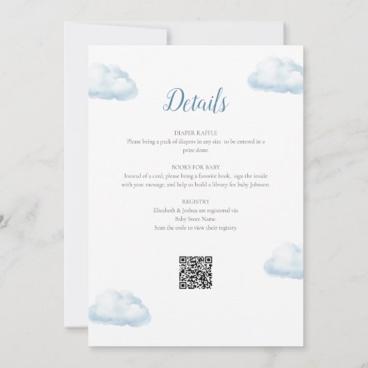 Blauwe luchtballonjongen alles in één Baby shower Kaart (Achterkant)