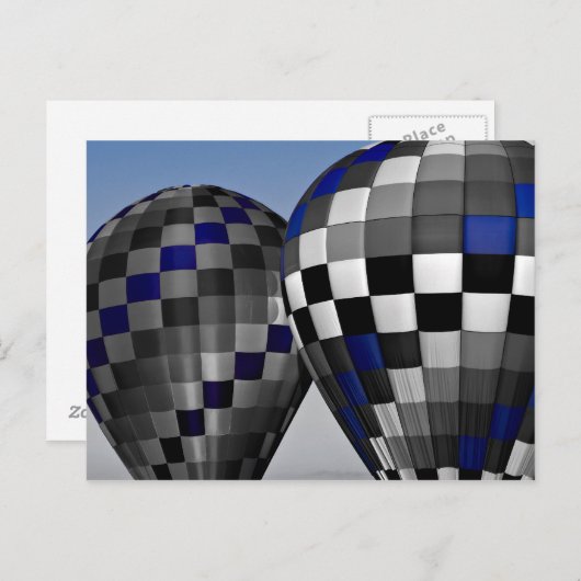 Blauwe luchtballonnen briefkaart (Voorkant / Achterkant)