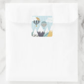 Blauwe luchtballonnen vierkante sticker (Tas)