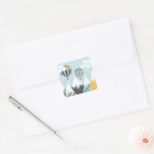 Blauwe luchtballonnen vierkante sticker (Envelop)