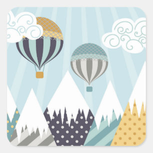 Blauwe luchtballonnen vierkante sticker