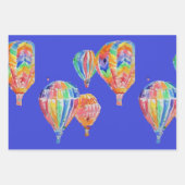 Blauwe luchtballonvaarders Blauwe Waterverf Inpakpapier Vel (Voorkant)