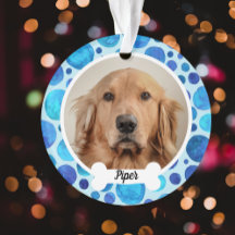 Blauwe luchtbellen | Custom Dog Photo Ornament