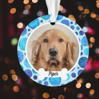 Blauwe luchtbellen | Custom Dog Photo Ornament