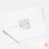 Blauwe luchten en vlinders vierkante sticker (Envelop)