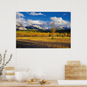 Blauwe luchten en wolken boven een weide poster (Keuken)