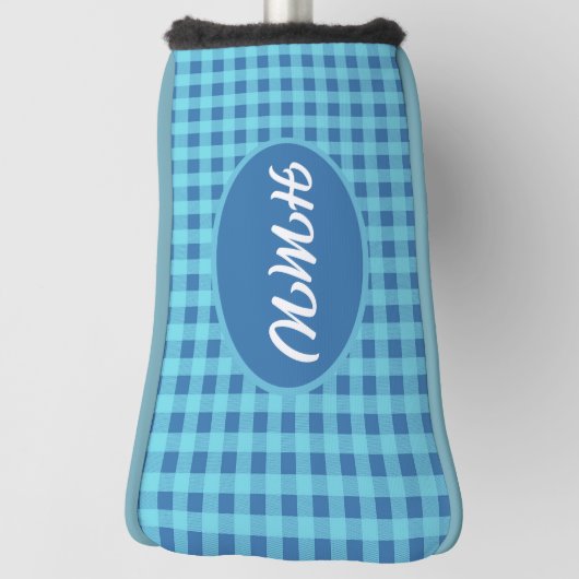 Blauwe luchten Plaid: Aangepaste Monogram Blade Pu Golfheadcover (Draai 90)