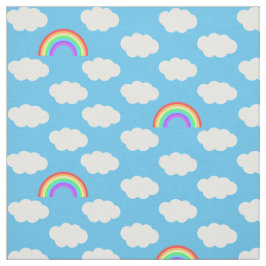 Blauwe luchten regenbogen patroon stof