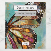 Blauwe luchten Vlinder Fles Etiket (Enkel label)