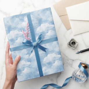 Blauwe luchten Wolken Cadeaupapier