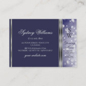 Blauwe luchtige Initialen Zilveren rand Visitekaartje (Achterkant)