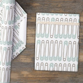 Blauwe Luier Pin Pattern Baby shower Wrapping Papi Cadeaupapier