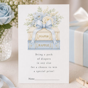 Blauwe Luier Raffle Baby Shower Inlegkaart Informatiekaartje