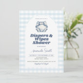 Blauwe luiers en doekjes Baby shower Blue Gingham Kaart (Staand voorkant)