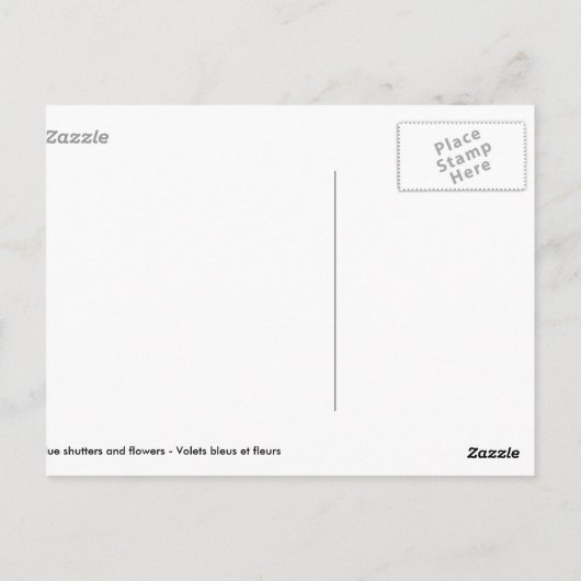 Blauwe luiken en bloemen briefkaart (Achterkant)