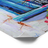 Blauwe luiken met Bougainvillea Poster (Hoek)