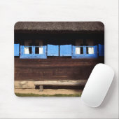 Blauwe luiken - Mousepad Muismat (Met muis)