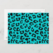 Blauwe luipaard afdrukken Aqua Turquoise Black Spo Briefkaart (Voorkant / Achterkant)
