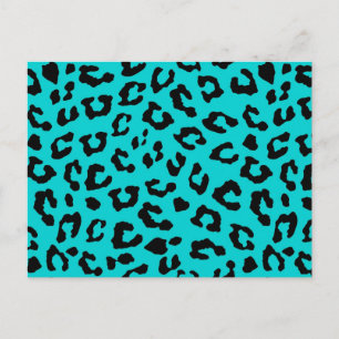 Blauwe luipaard afdrukken Aqua Turquoise Black Spo Briefkaart