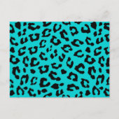 Blauwe luipaard afdrukken Aqua Turquoise Black Spo Briefkaart (Voorkant)