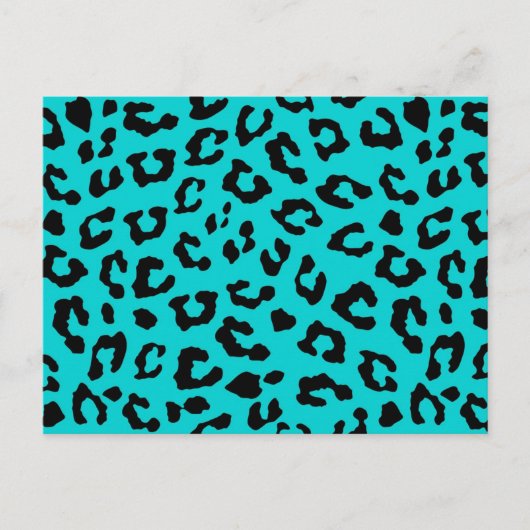 Blauwe luipaard afdrukken Aqua Turquoise Black Spo Briefkaart (Voorkant)