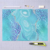 Blauwe Luipaard Agaat | Glam Abstracte Steen Tissuepapier (Craft)