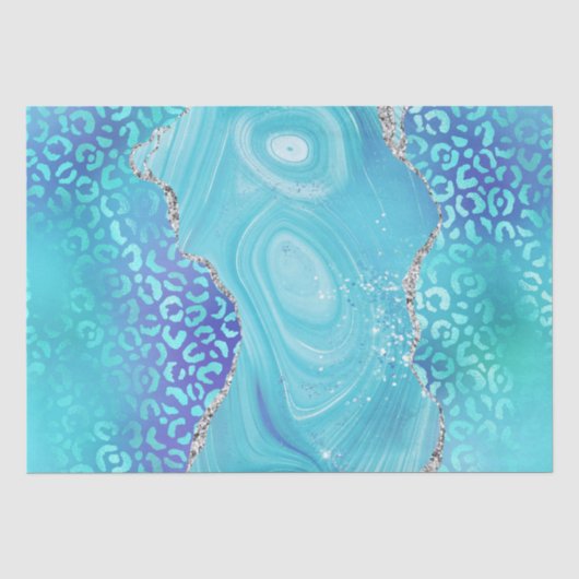 Blauwe Luipaard Agaat | Glam Abstracte Steen Tissuepapier (Voorkant)