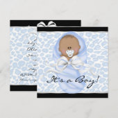 Blauwe Luipaard Baby Shower Kaart (Voorkant / Achterkant)
