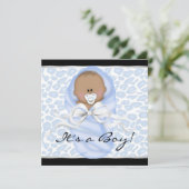 Blauwe Luipaard Baby Shower Kaart (Staand voorkant)
